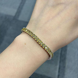 Pulsera de tenis de moissanita de 5 mm con corte ovalado en color amarillo, en plata 925, pulsera de diamantes personalizada para regalo de boda para mujeres. - Product Image 1