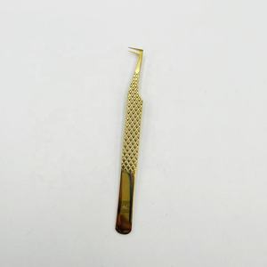 Gold 90 Degree <b>Eyelash</b> <b>Tweezer</b> Stainless Steel Professional Diamond Grip <b>Eyelash</b> Extension <b>Tweezers</b> with Customized Logo - Product Image 6