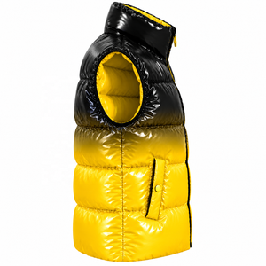 <b>Men's</b> <b>Black</b> Yellow Gradient Puffer <b>Vest</b> Stand Collar Zipper Windproof Waistcoat with Pockets - Product Image 3