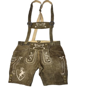 Ahdus Trachten Exports Men's Plus Size Genuine <b>Leather</b> Lederhosen <b>Shorts</b> Mid Waist Button Fly Embroidered Deer Motif Bavarian - Product Image 3