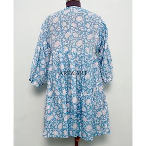 Elegante Blusa Midi de Algodón Estampada Estilo Vintage Casual para Mujer, Ligera, con Silueta en A Natural, Ideal para Verano e Invierno - Product Image 6