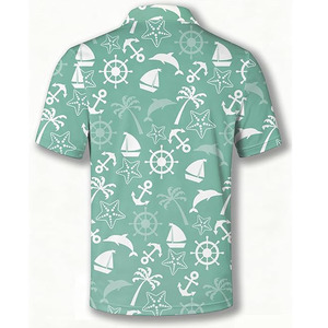 Camisa de Verano para Hombre, Diseño Original, Tela Jersey, Logotipo Frontal, Estampado Tropical Náutico, Verde, Casual, Manga Corta - Product Image 2