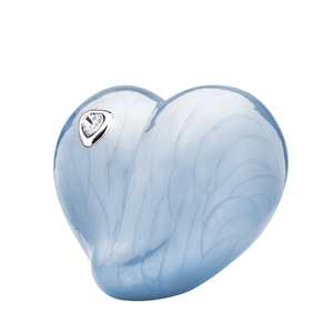 Urne commémorative moderne en émail blanc en forme de cœur avec accent de pierre solitaire scintillante pour les cendres d'un être cher - Product Image 5