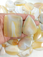 Lot de pierres précieuses en agate jaune rayée naturelle, cabochons en vrac pour la fabrication de bijoux, prix de gros
