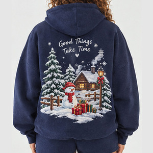 OEM <b>Christmas</b> Hoodie 100% Polyester Casual Style Sublimation Printed Personalized Holiday Pullover Snowman Graphic <b>For</b> <b>Women</b> - Product Image 1
