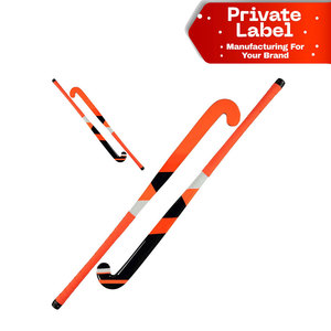 Bâton de hockey sur gazon composite sans marque vert et noir prêt pour le match, avec grip blanc premium, absorbant les chocs - Product Image 1