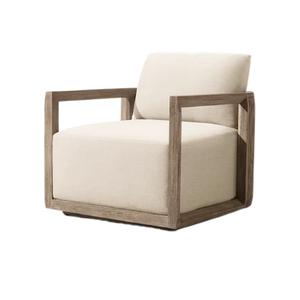 Sillón de Exterior Premium, Estructura Escultural de Teca Sólida con Ranuras, Cojín Acolchado, Muebles de Jardín de Lujo Ecológicos para Resorts - Product Image 1