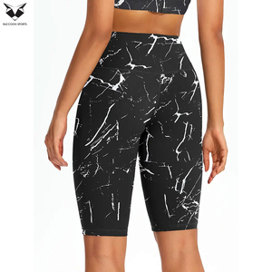 High-Waisted Yoga Shorts Marble Print Compression Workout, Quick-Dry Stretchy Tummy Control Fitness Wear Ladies Shorts - Product Image 5