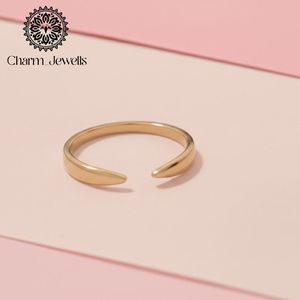 Charm Jewells Minimalist 10K Gold Plated Moissanite <b>Open</b> <b>Ring</b> with Prong Setting Geometric Design Women's Engagement - Product Image 3