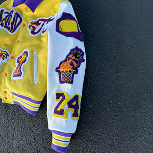 Chaquetas para hombre, chaqueta varsity, bomber, de invierno, de lana, con mangas de cuero, estilo streetwear, con logo personalizado. - Product Image 5