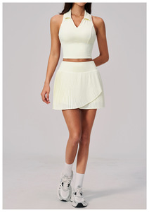 Conjunto de falda de tenis plisada ligera y elástica en cuatro direcciones, transpirable, que absorbe el sudor, uniforme deportivo para yoga y entrenamiento de tenis. - Product Image 4