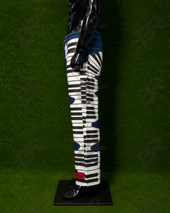 Jean droit en denim pour homme, imprimé touches de piano, coupe ample, délavé - Product Image 4