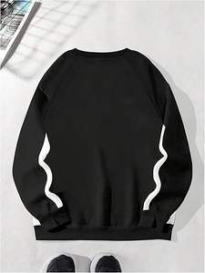 เสื้อสเวตเชิ้ตผู้ชายทรงโอเวอร์ไซส์ คอกลม แขนยาวแบบแร็กแลน ลายกราฟิก ทันสมัย - Product Image 4