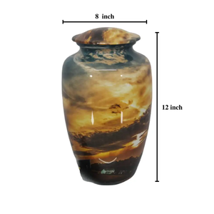 Sunset Landscape Printed Ceramic <b>Jar</b> with Lid <b>Decorative</b> Storage Vase for Home Office Decor - Product Image 2