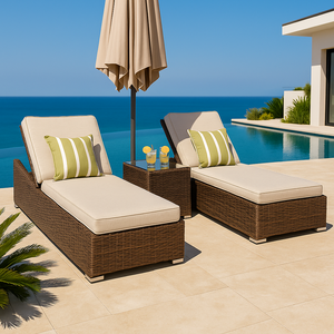 Ensemble de meubles de jardin inclinables ergonomiques avec coussins moelleux, parfaits pour se détendre dans le jardin, sur la terrasse ou au bord de la piscine - Product Image 2