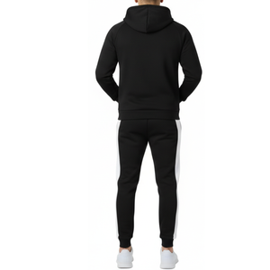 Conjunto Deportivo Clásico para Hombre, Sudadera con Capucha Raglán en Bloques de Color Negro y Blanco, Dos Piezas, Fabricante OEM - Product Image 2