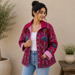 Abrigo de Invierno para Mujer, Hecho a Mano, Bordado, Tejido, Acolchado, de Algodón, con Estampado Floral, Manga Larga, Estilo Casual, Boho, Vintage, Personalizado, OEM, ODM - Product Image 5