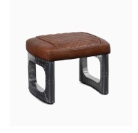 Meubles de luxe, design moderne, tabouret d'avion en cuir PU et aluminium, pouf ottoman