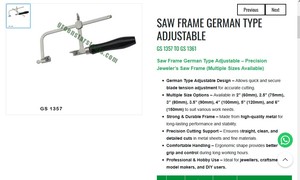 Cadre de scie réglable de type allemand, outil de fabrication de bijoux, cadre de coupe de précision, outil manuel, outils de bijoutier | Numéro d'article GS-1358A - Product Image 3