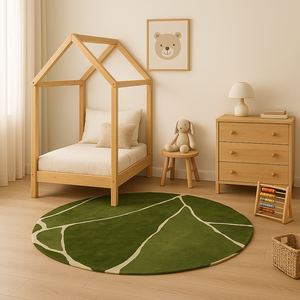 Modern green Hand Tufted Wool round Area Rug Pet Friendly Non-Slip Home <b>Decor</b> Christmas Gift Living Room Bedroom Picnic Use - Product Image 4