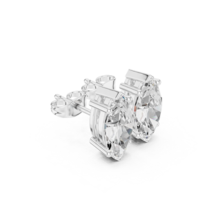 Marquise Cut Diamond Stud Earrings in Solid Gold or Sterling Silver Elegant Six Prong Setting Gemstone Jewelry for Women - Product Image 2