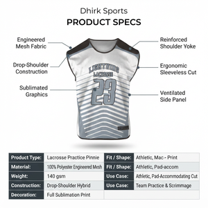 Camiseta Deportiva sin Mangas de Malla de Poliéster Transpirable con Impresión Personalizada para Hombres y Equipos Juveniles, Venta al Por Mayor de Ropa Deportiva OEM para Lacrosse - Product Image 5