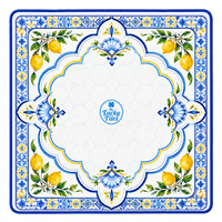 Tapis de Mahjong Pliable Personnalisé en Néoprène Premium Antidérapant Motif Citron Méditerranéen 33x33 Pouces, Tapis de Table de Poker, Ensemble Cadeau OEM