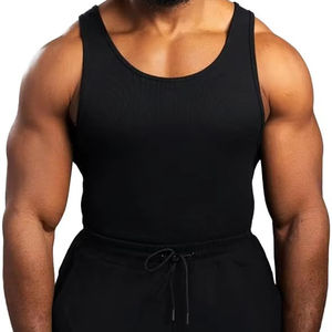 Camiseta sin mangas acanalada personalizada para hombre, chaleco de gimnasio de algodón elástico, camiseta deportiva para fitness, OEM ODM, camiseta interior atlética informal - Product Image 2