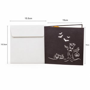 Carte de vœux 3D pop-up de luxe personnalisée, thème arbre hanté d'Halloween, faite à la main, en papier, citrouille d'Halloween, fabricant OEM/ODM - Product Image 2