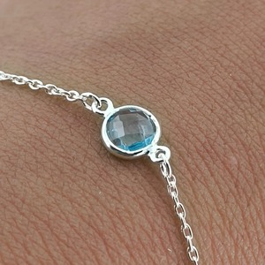Blue Topaz Round Bracelet 925 Sterling Silver Handmade Promise Jewelry for Women gift for her December birthstone Jewelry - Product Image 6