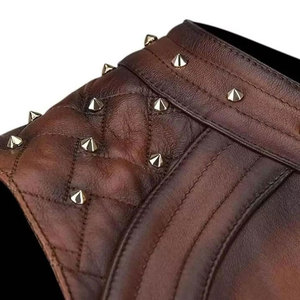 <b>Women</b> Winter Warm Leather Vest Moto Biker Style Waterproof Zipper Closure Customizable Solid Color <b>Sleeveless</b> Outerwear Regular - Product Image 6