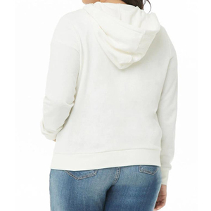 Wholesale Custom New Style Zipper Women Zipper <b>Hoodies</b> OEM Women Sports Cropped Cotton <b>Hoodie</b> with Drawstring Zip Pullover - Product Image 4