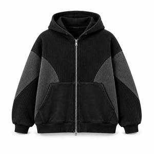 เสื้อฮู้ดดี้แฟชั่นลายริบบ์ สไตล์สตรีทแวร์ ผ้าฟลีซ สีบล็อก  แบบสวมหัว  ลำลอง ทรงโอเวอร์ไซส์  สำหรับผู้ชาย  แขนเสื้อแบบแร็กแลน เหมาะสำหรับฤดูใบไม้ร่วง - Product Image 1