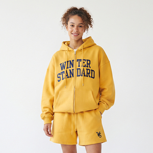 Drop Shoulder Embroidery Hoodie And Sweat Shorts Set Winter Loose Fit Embroidery Hoodies Jogger <b>Sweatshorts</b> Two Piece - Product Image 1