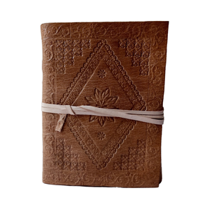 Unique Handmade Genuine Leather <b>Diary</b> Embossed Strap Closure Tan Color Leather Journal for Distinctive Writing for Office Gifts - Product Image 1
