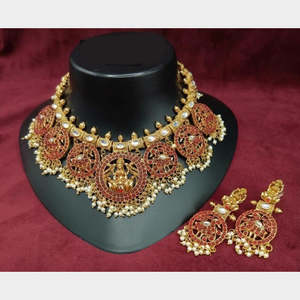 Jewelemarket Heritage Pota Stone and Pearl Temple <b>Choker</b> Necklace Set Fine Jewelry 10575403DP - Product Image 3