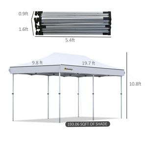 Gazebo a baldacchino impermeabile 20FT X 10FT con telaio in alluminio a doppio strato, gambe regolabili e borsa con ruote - Product Image 3