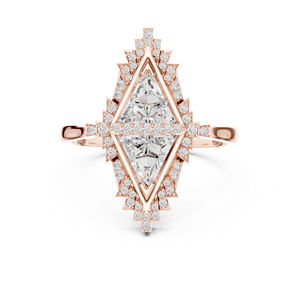 แหวนทองคำ 14K รูปสามเหลี่ยมและเพชรทรงกลมเพาะเลี้ยงสำหรับผู้หญิง |   แหวนแต่งงาน |   เพชรที่เพิ่งเพาะเลี้ยง - Product Image 5