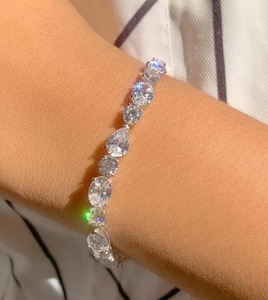 Luxury Mixed Shape Moissanite Tennis Bracelet <b>Iced</b> Out Hip Hop Jewellery White Gold Diamond Look Wrist <b>Chain</b> - Product Image 2