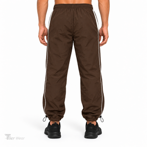 Jiiier Wear Men Windproof Color Blocked Pants Side Stripe Drawstring <b>Elastic</b> <b>Waist</b> Jogger Windbreaker <b>Trousers</b> - Product Image 4
