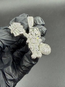 Colgante de Dinero con Moissanita Iced Out, Diseño Hip Hop de Dibujos Animados, Acabado en Oro Blanco de 14K - Product Image 2