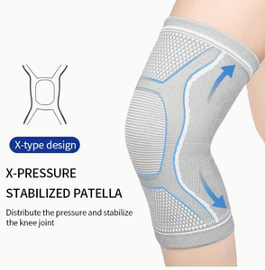 Genouillères respirantes en éponge épaisse tricotée, protection et soutien pour le volley-ball et le basketball, à enfiler, unisexe, toutes saisons, gris - Product Image 5