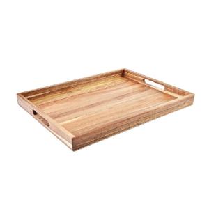 ถาดไม้สไตล์เรียบง่ายสำหรับเสิร์ฟอาหารเช้าบนเตียง ถาดสี่เหลี่ยมทำมือ ทนทาน พร้อมหูจับ สำหรับตกแต่งบ้าน - Product Image 1