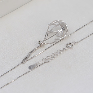 Wenchi S925 Plata Colgante de Plata con Base Circular para Mujer, Soporte Vacío DIY para Perlas de 12-14 mm, Nuevo Modelo 1814 20499, Abalorios de Perlas - Product Image 4