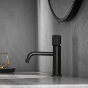 Rubinetto da Bagno Moderno Contemporaneo Nero, Miscelatore Acqua Calda e Fredda, Rubinetto Lavabo Nero Moderno - Product Image 2