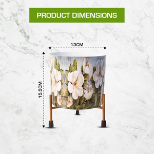 Macetero de Metal Blanco con Soporte de Hierro, Elegante Porta Plantas Decorativo para Jardín Interior Moderno, Sala de Estar, Dormitorio - Product Image 2