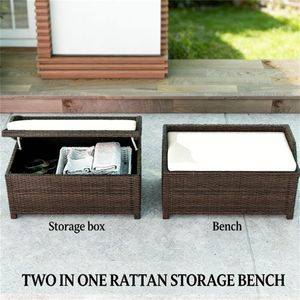 Taburete de Almacenamiento Exterior Blanco con Plataforma, Bancos de Patio para Jardín o Terraza - Product Image 2