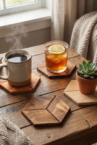 Posavasos de madera Terr wood Design, redondos, hechos a mano, de madera natural, estilo Wabi Sabi, juego de posavasos para mesa. - Product Image 6