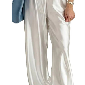 2026 New Pleated Women's Formal Autumn Ankle-Length Pants Floral Print Design <b>Elastic</b> High-Waisted 100% Polyester Vacation Beach - Product Image 1