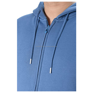 Veste à capuche imperméable à manches longues en coton polyester à fermeture éclair pour hommes, légère et brodée en technique bouffante - Product Image 3